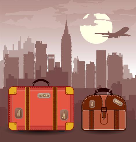 Suitcases for travel vector