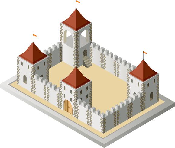 Vista isométrica de un medieval. vector