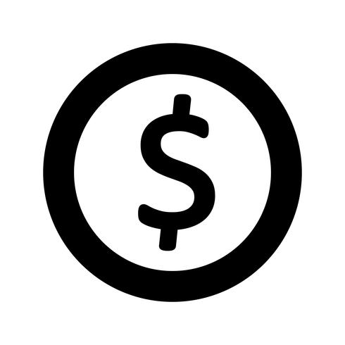 Icono de dólar glifo negro vector