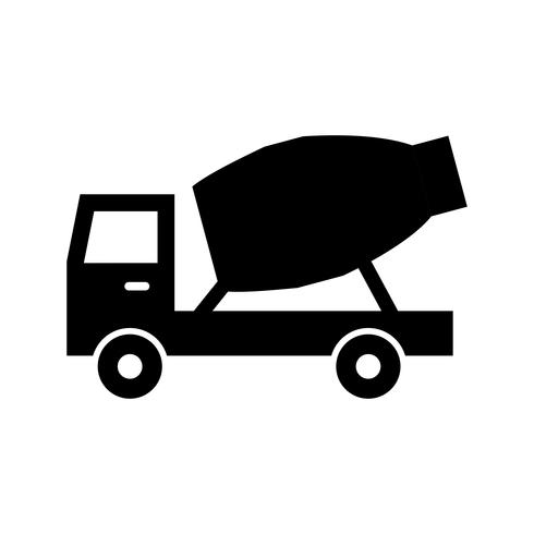 Cement Mixer Truck Glyph Black Icon vector
