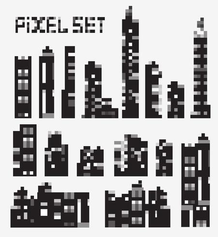 pixel buildings vector