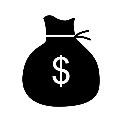 Money bag Glyph Black Icon vector