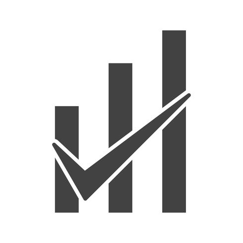 Checked bar graph Glyph Black Icon vector