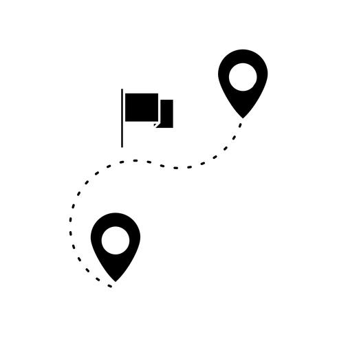 Route Glyph Black Icon vector