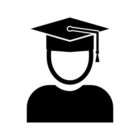 Icono de estudiante glifo negro vector