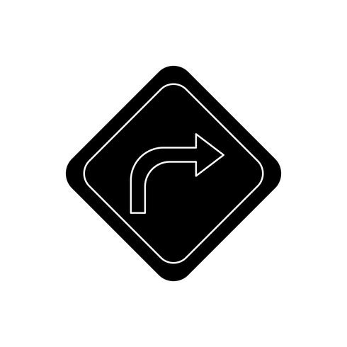 Right turn Glyph Black Icon vector
