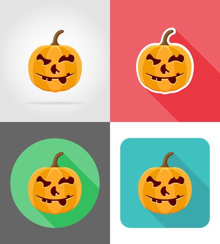 Ilustración de vector de iconos planos de calabaza de Halloween