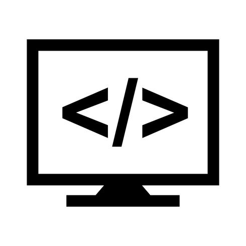 Coding on screen Glyph Black Icon vector