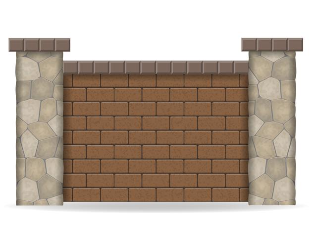 stone fence vector illustration