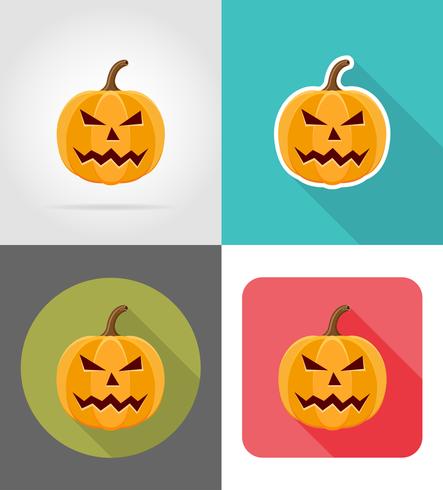 Ilustración de vector de iconos planos de calabaza de Halloween