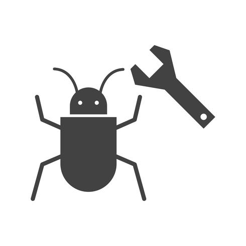 Bug fixing Glyph Black Icon vector