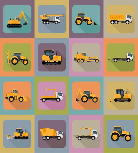 Transporte de automóviles para reparación y construcción iconos planos vector ilustración