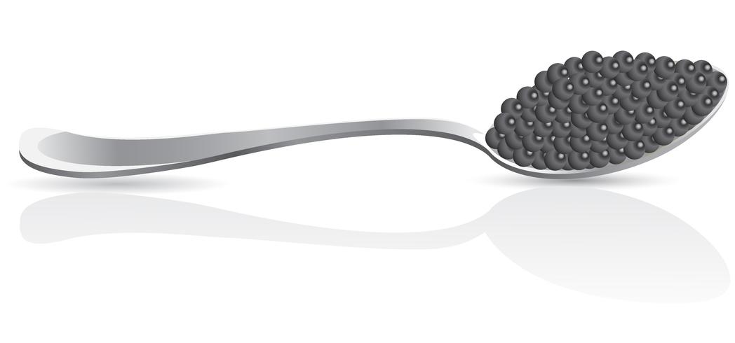 black caviar in spoon vector