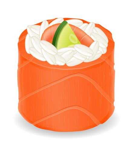 Rollos de sushi en la ilustración de vector de peces rojos