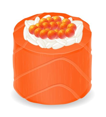 sushi rolls in red fish vector illustration