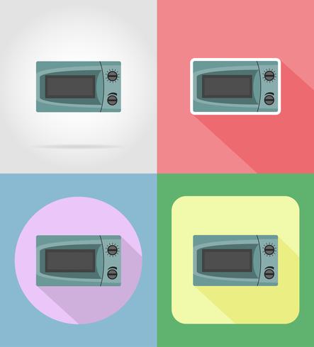 microwave household appliances for kitchen flat icons vector illustration