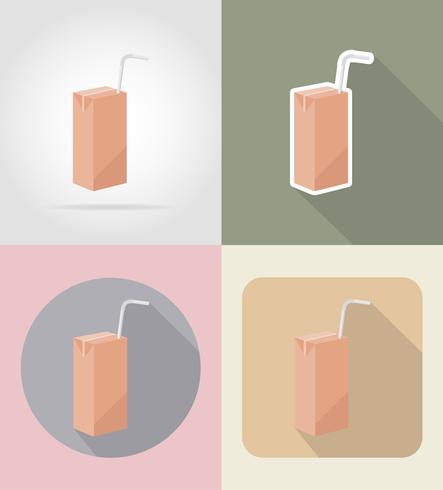 juice packaging drink and objects flat icons vector illustration