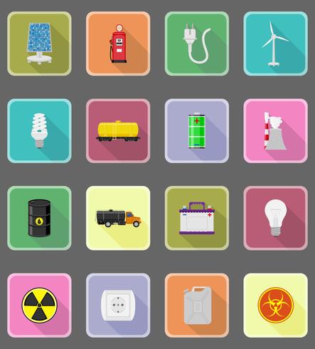 Poder y energía iconos planos iconos plana vector ilustración