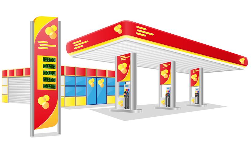 Ilustración de vector de estación de gasolina de coche