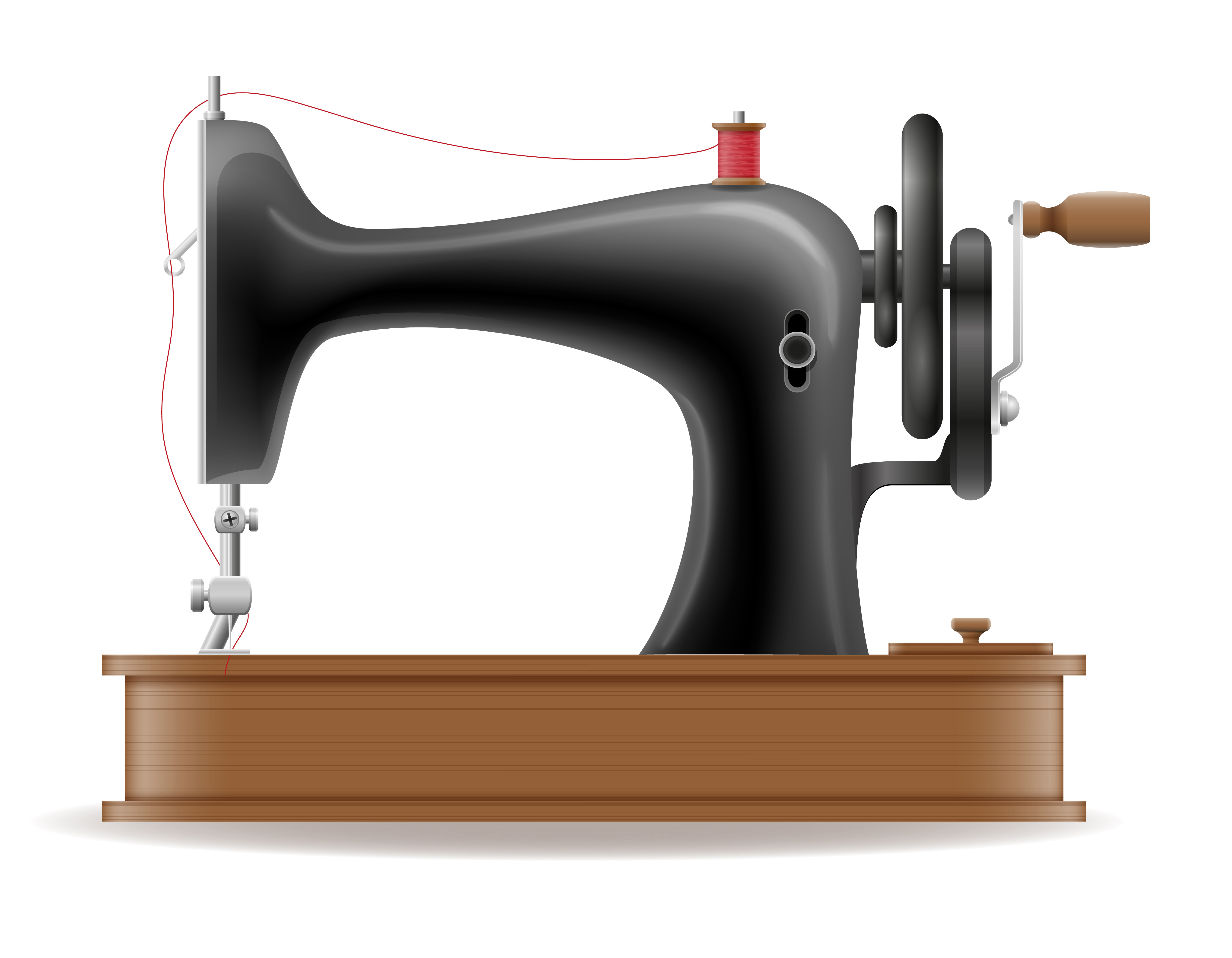 Ilustración de máquina de coser vintage con texto