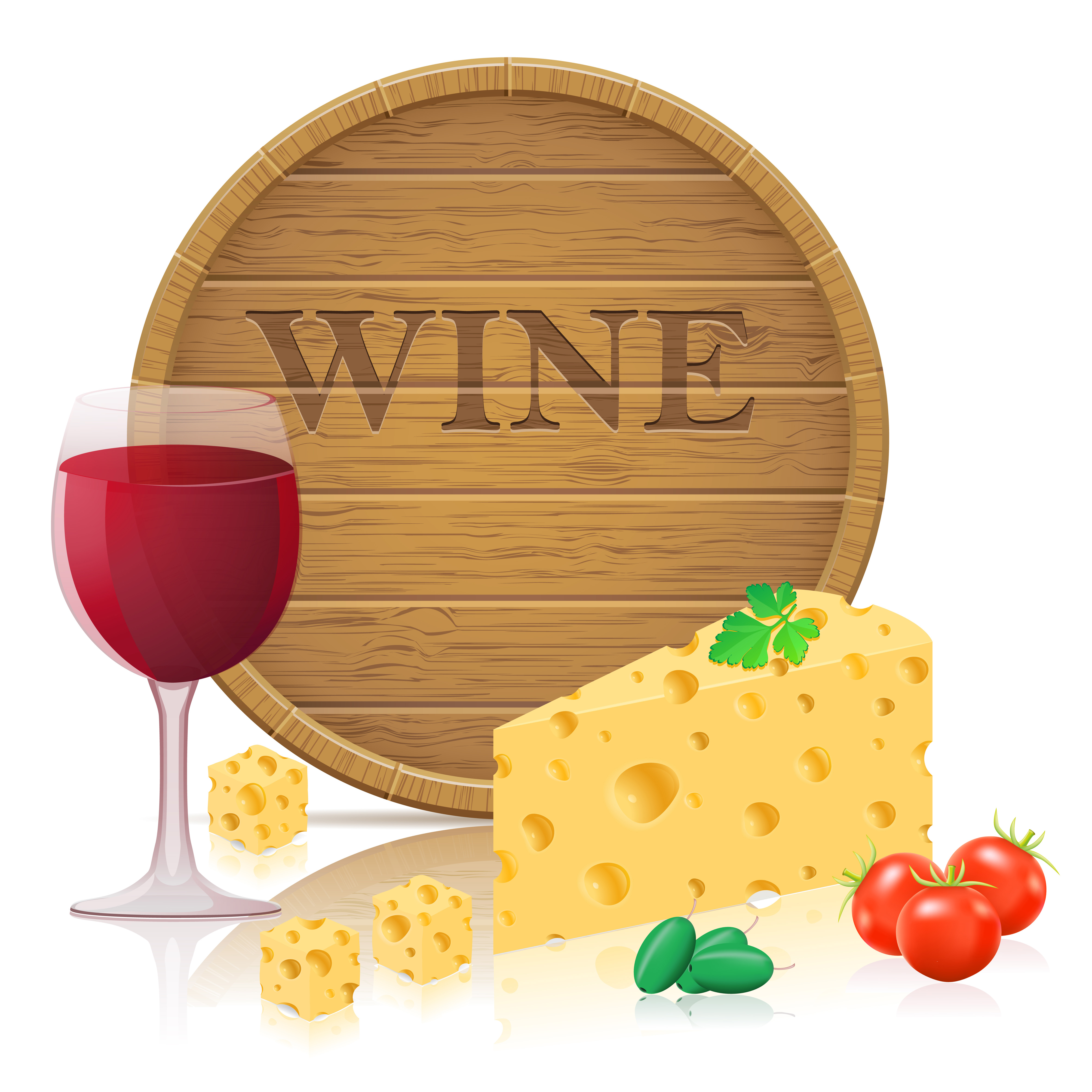 still life with cheese and wine vector illustration 513631 Vector Art