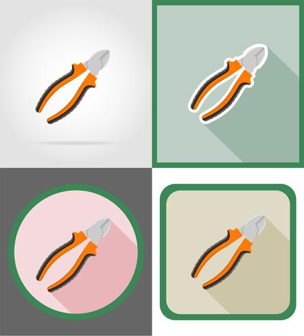 pliers repair and building tools flat icons vector illustration