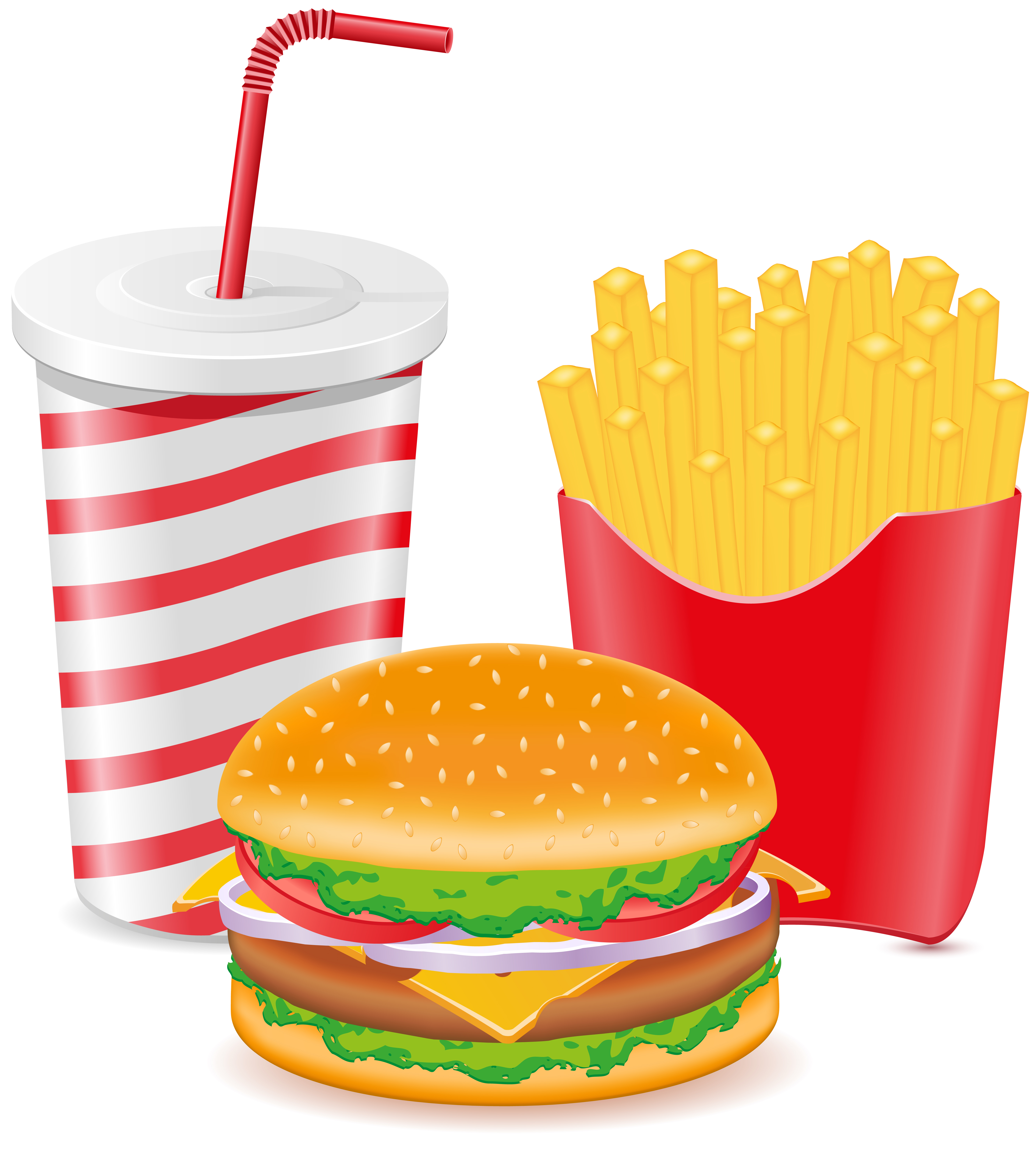 Download the cheeseburger fries potato and paper cup with soda 513647