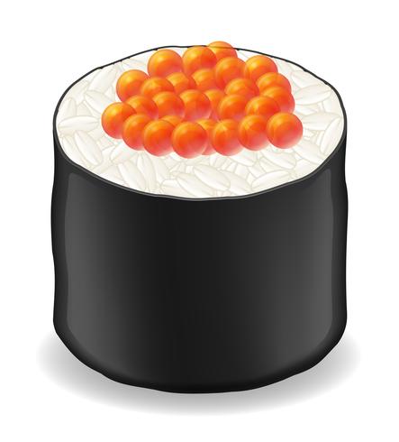 Rollos de sushi en ilustración de vector de nori de algas