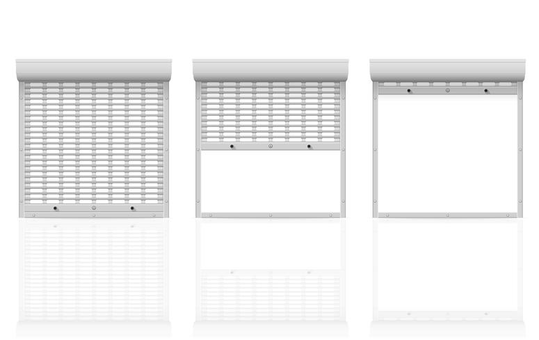 metal perforated rolling shutters vector illustration