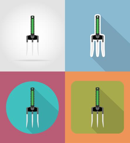 garden tool rake flat icons vector illustration