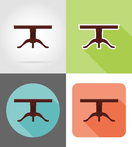 mesa muebles conjunto iconos planos vector illustration