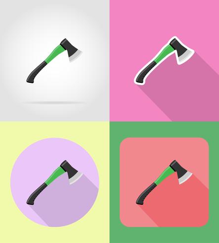 gardening tool ax flat icons vector illustration