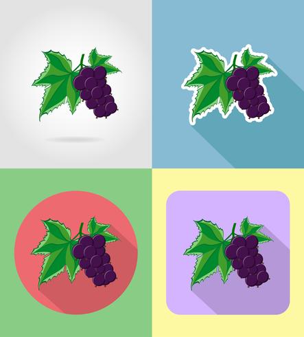 currant fruits flat set icons with the shadow vector illustration