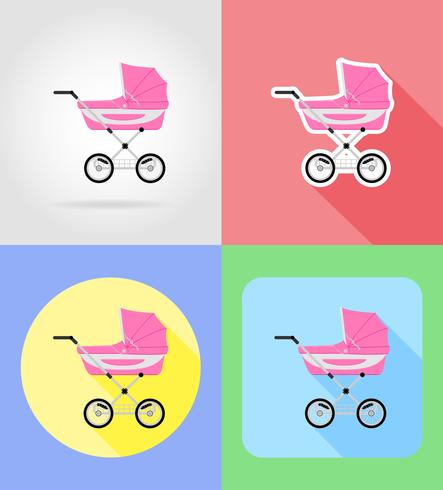 Bebé juguetes y accesorios iconos planos vector illustration