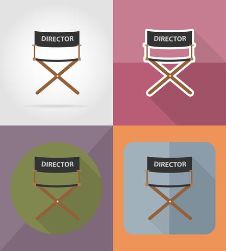 Director película silla iconos planos vector ilustración