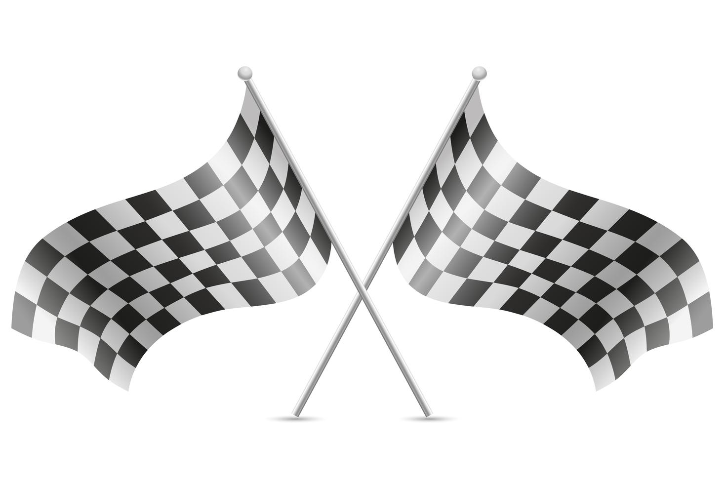 Banderas a cuadros para la ilustración de vector de carreras de coches