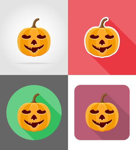 Ilustración de vector de iconos planos de calabaza de Halloween