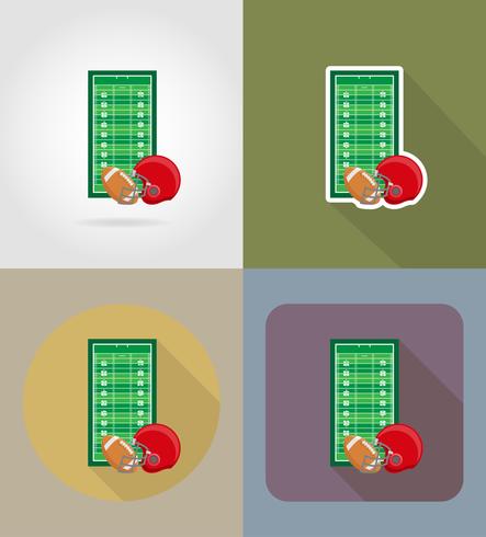 campo para los iconos planos del fútbol americano vector illustration