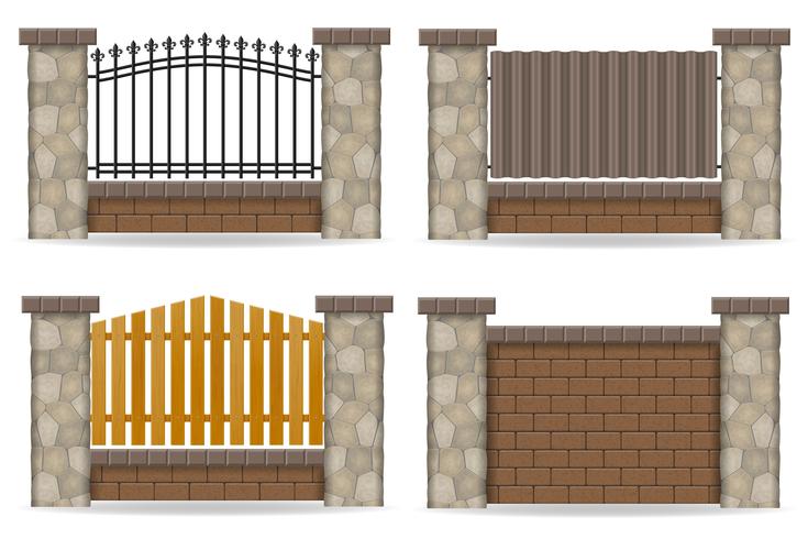 stone fence vector illustration