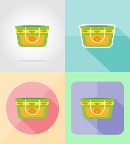 Iconos de bolsa de playa plana ilustración vectorial vector