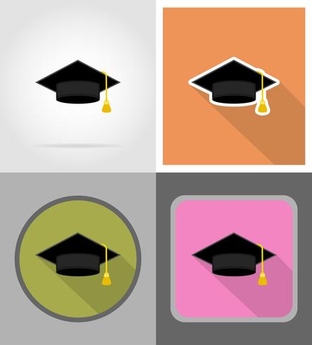 sombrero graduado iconos planos vector illustration