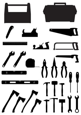 black silhouette set tools icons vector illustration