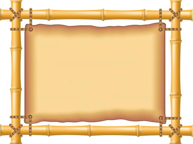 frame made of bamboo and old parchment vector