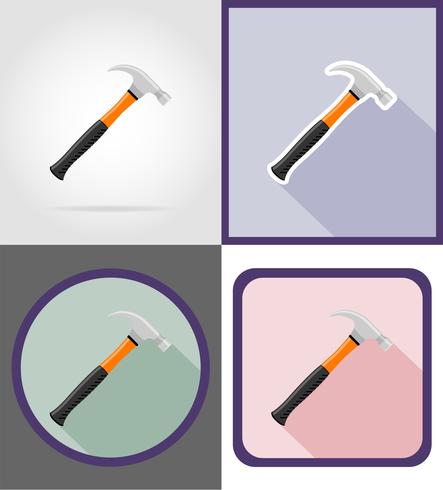 hammer repair and building tools flat icons vector illustration