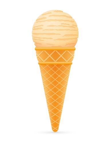 Bola de helado en la ilustración de vector de cono de waffle