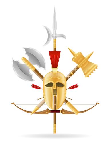 ancient battle weapons stock vector illustration