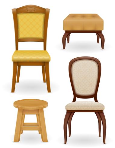 set icons furniture chair stool and pouf vector illustration