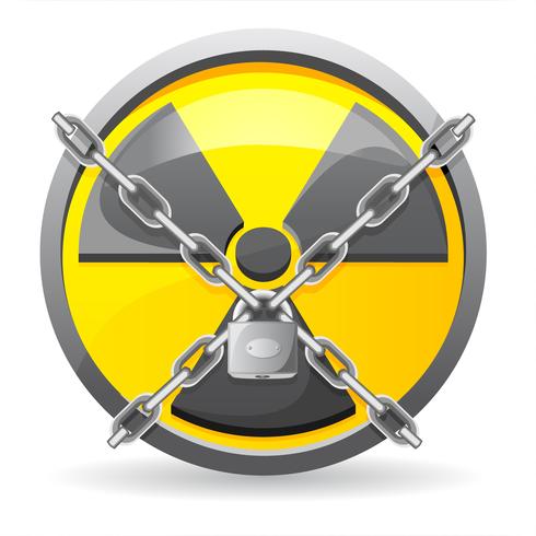 lock with chains on a sign radiation vector illustration