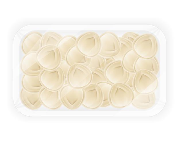 dumplings pelmeni of dough with a filling in packaged vector illustration