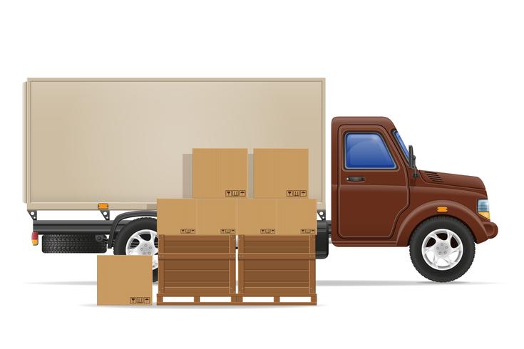 Carga camión entrega y transporte bienes concepto vector illustration